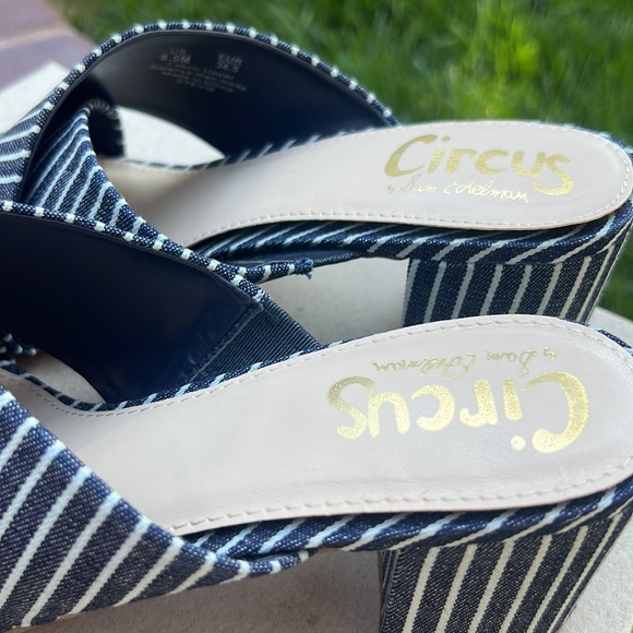 Circus by Sam Edelman Pinstripe denim blue Mules size 8.5 - Picture 9 of 11